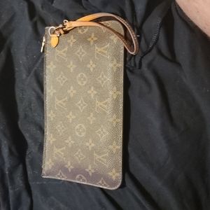 Authentic Louis Vuitton Monogram Neverfull GM Pouch Only w/ Beige Int Wristlet
